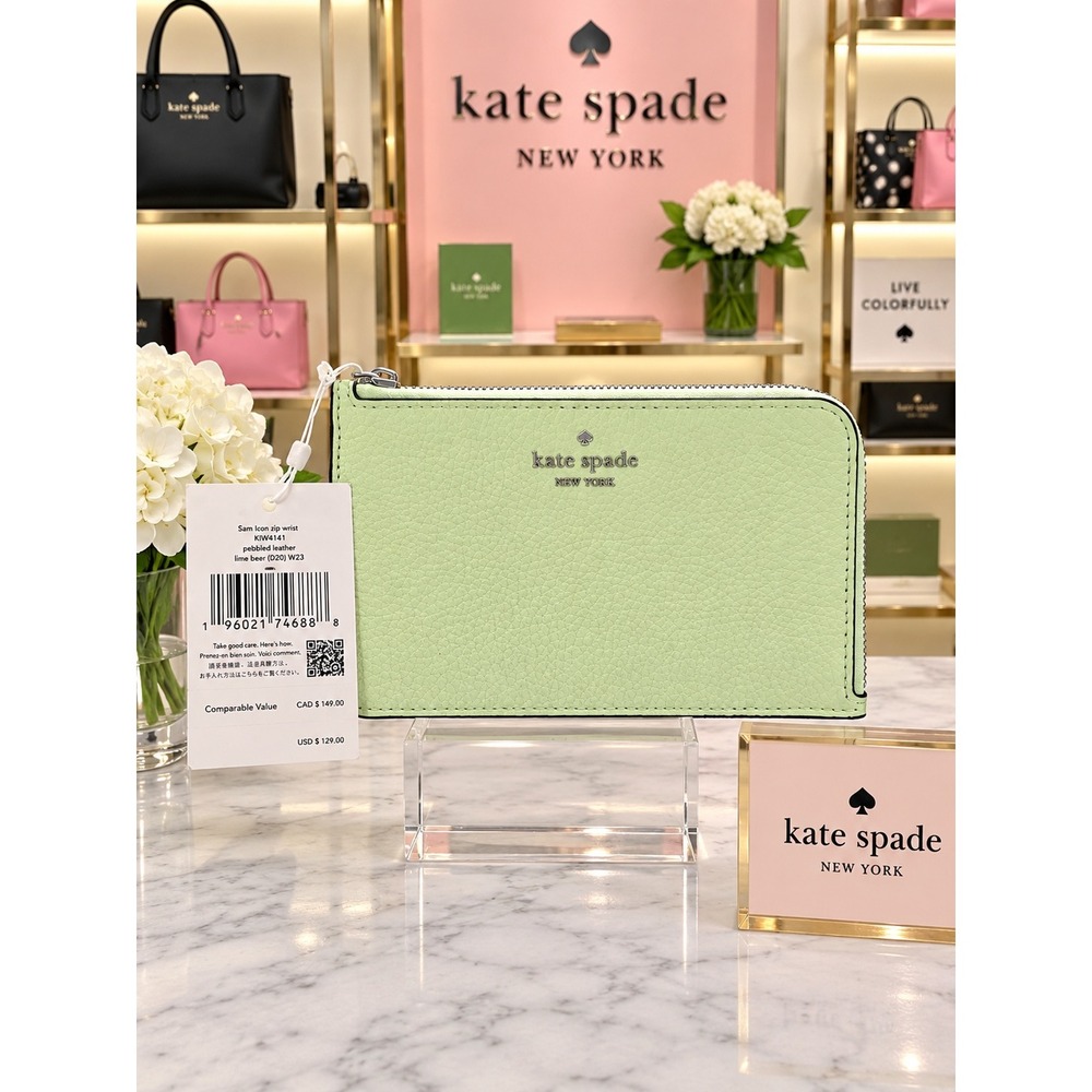 W258 Kate Spade Lime frost card wallet/wristlet nwt